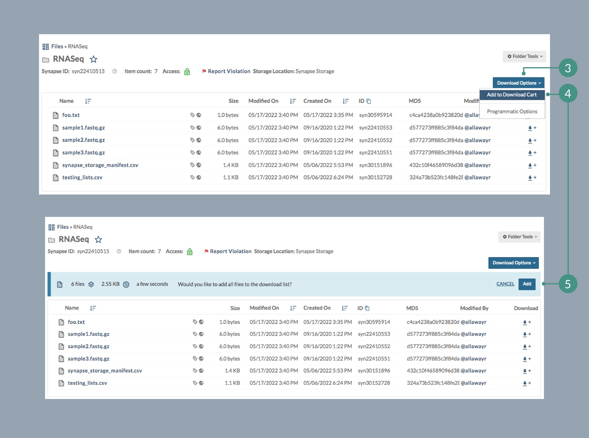 Downloading Data From the Synapse UI